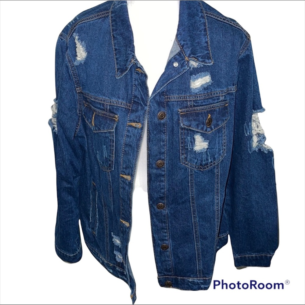 Distressed denim jacket XL BNWOT